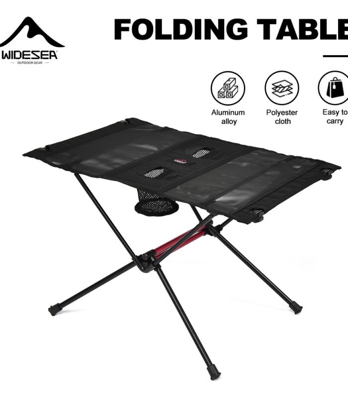 WIDESEA Tavolo da campeggio pieghevole portatile con portabicchieri e tasca in rete Tavolo da picnic leggero per esterni per escursioni in spiaggia